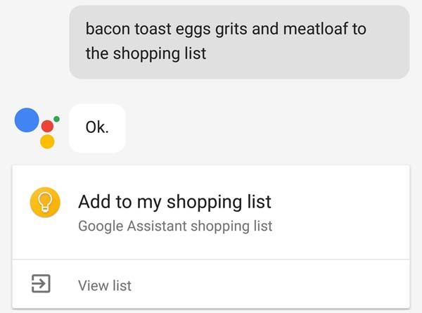mejores comandos del Asistente de Google: Gestiona tu lista de la compra